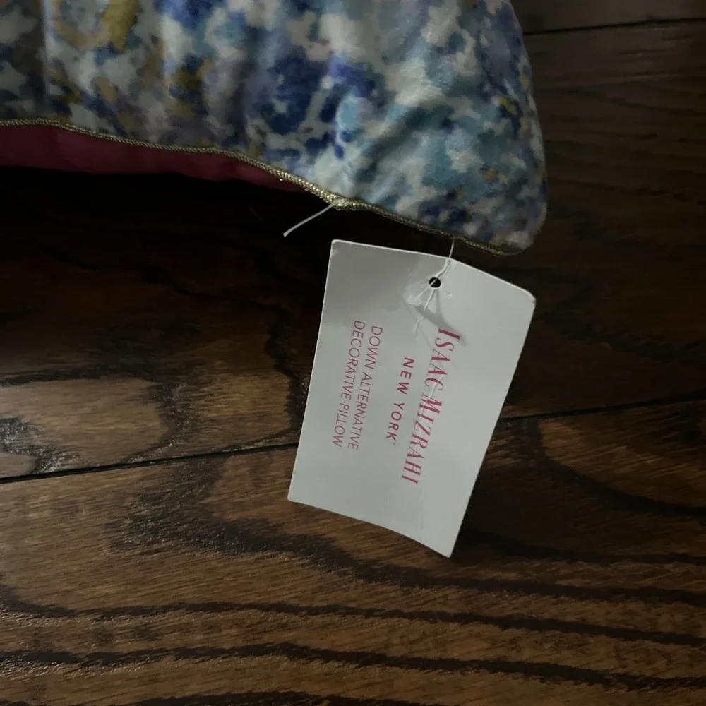 ISAAC MIZRAHI Pink MON CHERI Pillow Embroidered Watercolor Vibe